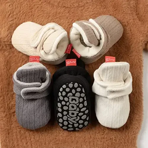 Meckior Newborn Infant Baby Girls Boys Warm Fleece Winter Booties First Walkers Slippers Shoes - 4