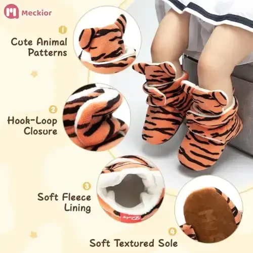 Meckior Newborn Infant Baby Girls Boys Warm Fleece Winter Booties First Walkers Slippers Shoes - MECKIOR