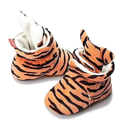 Meckior Newborn Infant Baby Girls Boys Warm Fleece Winter Booties First Walkers Slippers Shoes - 6