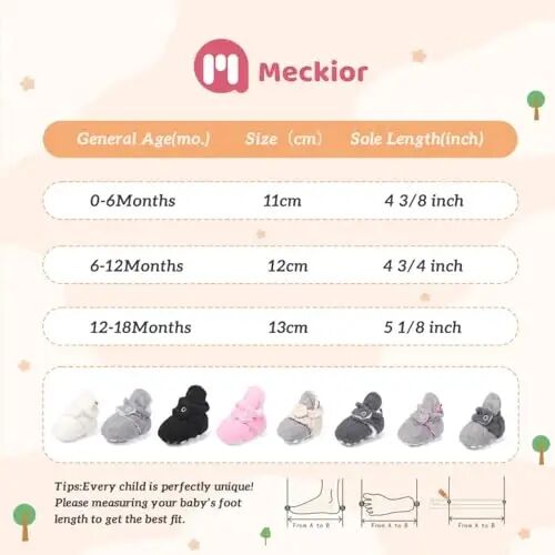 Meckior Newborn Infant Baby Girls Boys Warm Fleece Winter Booties First Walkers Slippers Shoes - 6