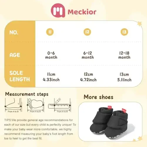 Meckior Newborn Infant Baby Girls Boys Warm Fleece Winter Booties First Walkers Slippers Shoes - 2