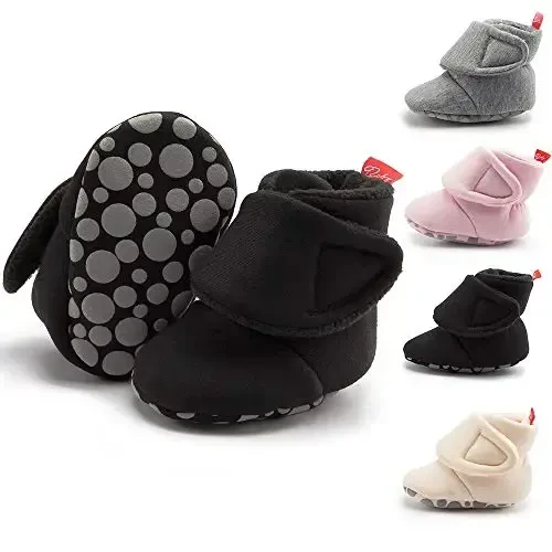 Meckior Newborn Infant Baby Girls Boys Warm Fleece Winter Booties First Walkers Slippers Shoes - 3