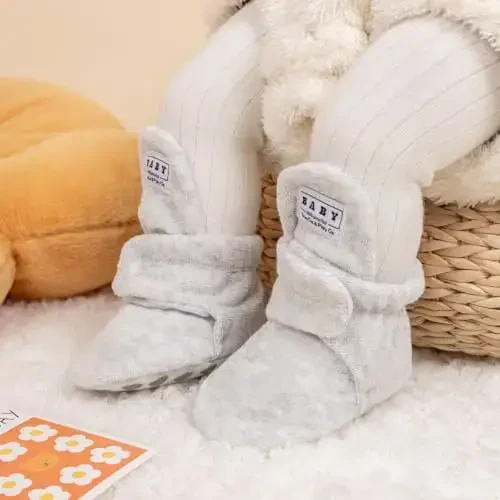 Meckior Newborn Infant Baby Girls Boys Warm Fleece Winter Booties First Walkers Slippers Shoes - 4