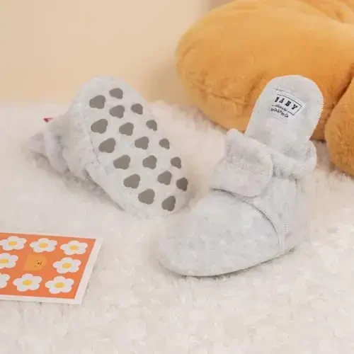 Meckior Newborn Infant Baby Girls Boys Warm Fleece Winter Booties First Walkers Slippers Shoes - 6