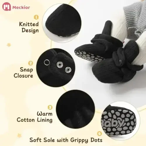 Meckior Newborn Infant Baby Girls Boys Warm Fleece Winter Booties First Walkers Slippers Shoes - MECKIOR