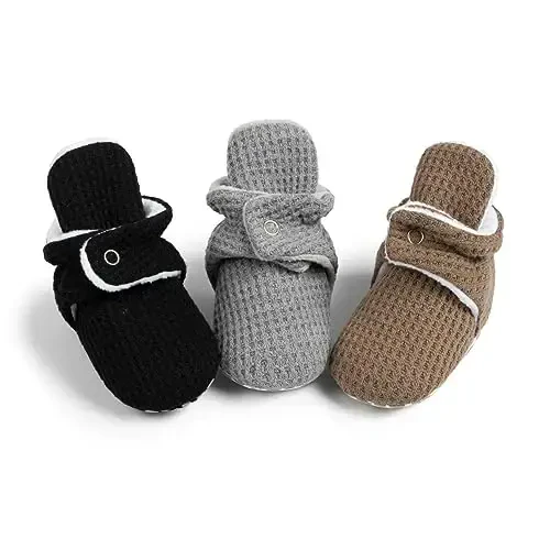 Meckior Newborn Infant Baby Girls Boys Warm Fleece Winter Booties First Walkers Slippers Shoes - 4