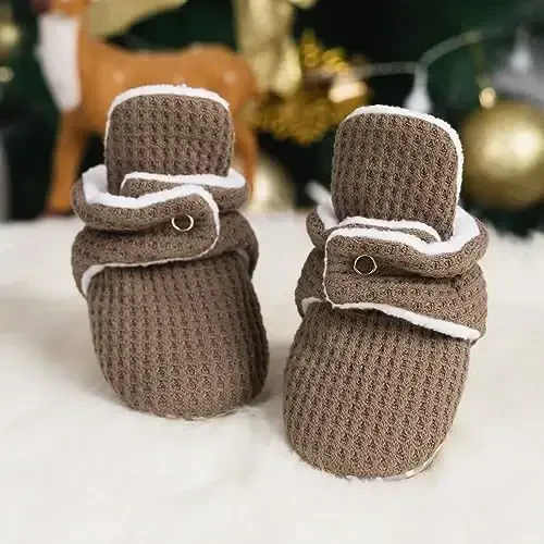 Meckior Newborn Infant Baby Girls Boys Warm Fleece Winter Booties First Walkers Slippers Shoes - 6