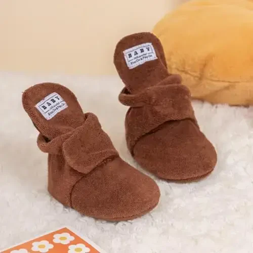 Meckior Newborn Infant Baby Girls Boys Warm Fleece Winter Booties First Walkers Slippers Shoes - 6