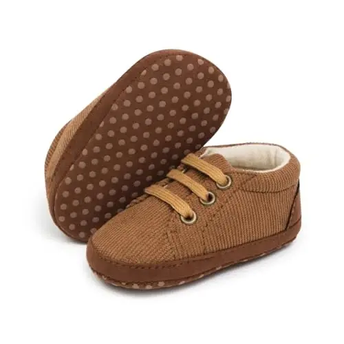 Meckior Toddler Baby Boys Girls High Tops Ankle Sneakers Soft Anti-Slip Sole PU Leather Moccasins Infant Newborn Prewalker First Walking Crib Shoes - 1