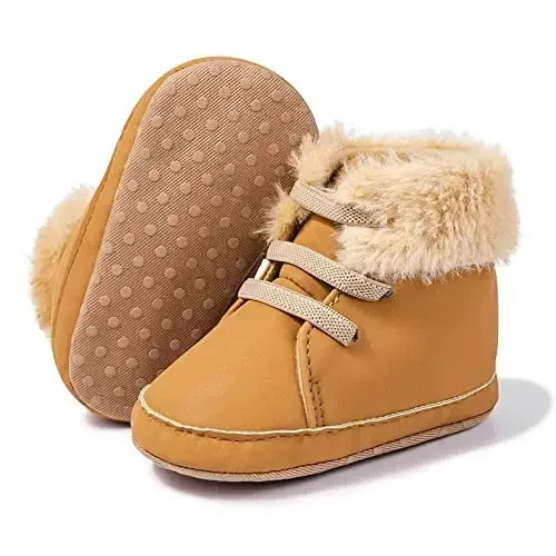 Meckior Toddler Baby Boys Girls High Tops Ankle Sneakers Soft Anti-Slip Sole PU Leather Moccasins Infant Newborn Prewalker First Walking Crib Shoes - 1
