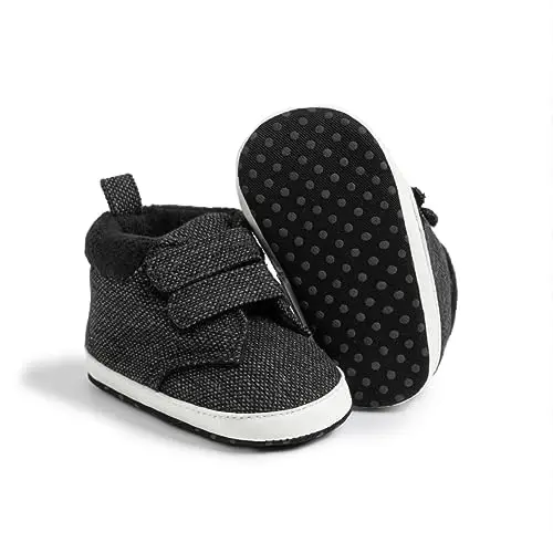 Meckior Toddler Baby Boys Girls High Tops Ankle Sneakers Soft Anti-Slip Sole PU Leather Moccasins Infant Newborn Prewalker First Walking Crib Shoes 
