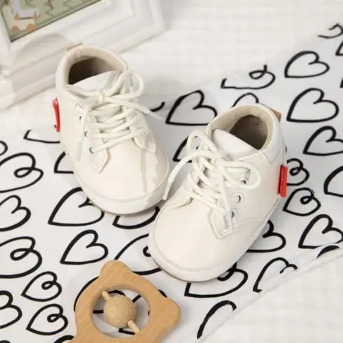 Meckior Toddler Baby Boys Girls High Tops Ankle Sneakers Soft Anti-Slip Sole PU Leather Moccasins Infant Newborn Prewalker First Walking Crib Shoes - 4