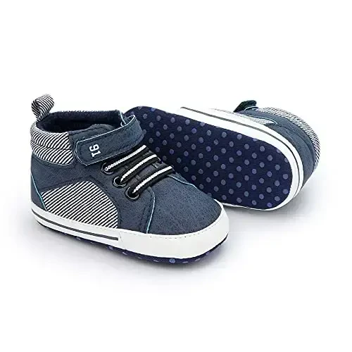 Meckior Toddler Baby Boys Girls High Tops Ankle Sneakers Soft Anti-Slip Sole PU Leather Moccasins Infant Newborn Prewalker First Walking Crib Shoes - MECKIOR