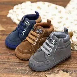 Meckior Toddler Baby Boys Girls High Tops Ankle Sneakers Soft Anti-Slip Sole PU Leather Moccasins Infant Newborn Prewalker First Walking Crib Shoes - 2