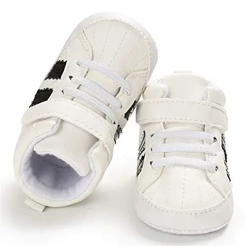 Meckior Toddler Baby Boys Girls High Tops Ankle Sneakers Soft Anti-Slip Sole PU Leather Moccasins Infant Newborn Prewalker First Walking Crib Shoes - 4