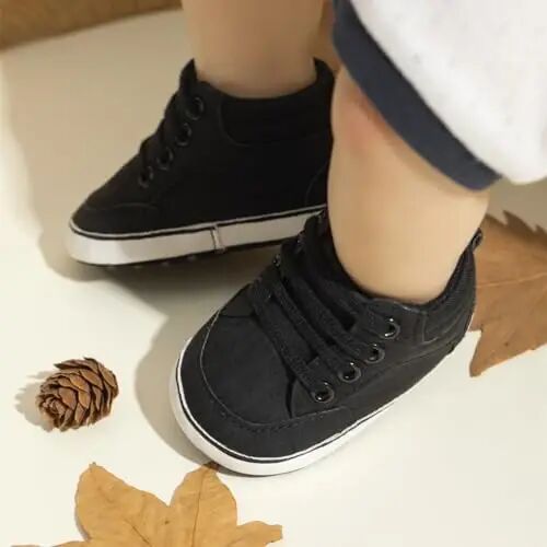 Meckior Toddler Baby Boys Girls High Tops Ankle Sneakers Soft Anti-Slip Sole PU Leather Moccasins Infant Newborn Prewalker First Walking Crib Shoes - 2