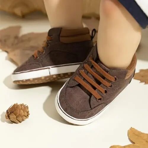 Meckior Toddler Baby Boys Girls High Tops Ankle Sneakers Soft Anti-Slip Sole PU Leather Moccasins Infant Newborn Prewalker First Walking Crib Shoes - 2
