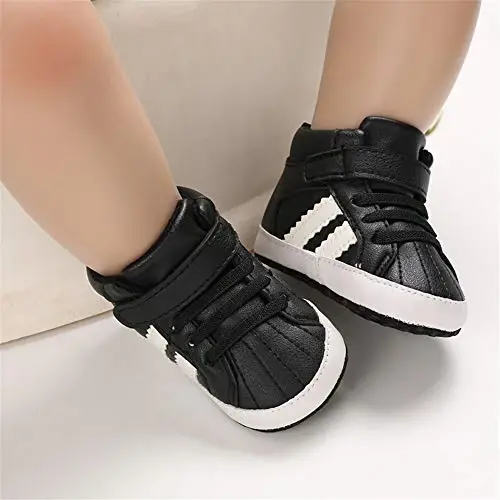 Meckior Toddler Baby Boys Girls High Tops To'piq O'g'il bolalar Qizlar Yuqori Qo'shimchalar Yumshoq Sirpanishga qarshi PU Teri Mokasinlar Go'dak Yangi tug'ilgan Prewalker Birinchi Yurish Beshik Poyabzallari - MECKIOR (1)