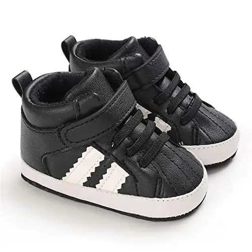 Meckior Toddler Baby Boys Girls High Tops To'piq O'g'il bolalar Qizlar Yuqori Qo'shimchalar Yumshoq Sirpanishga qarshi PU Teri Mokasinlar Go'dak Yangi tug'ilgan Prewalker Birinchi Yurish Beshik Poyabzallari - 3