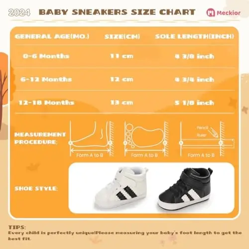 Meckior Toddler Baby Boys Girls High Tops To'piq O'g'il bolalar Qizlar Yuqori Qo'shimchalar Yumshoq Sirpanishga qarshi PU Teri Mokasinlar Go'dak Yangi tug'ilgan Prewalker Birinchi Yurish Beshik Poyabzallari - 6