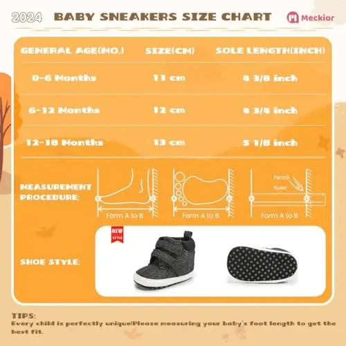 Meckior Toddler Baby Boys Girls High Tops To'piq oyoq kiyimlari Yumshoq sirpanishga qarshi taglik PU Teri Mokasinlar Go'dak Yangi tug'ilgan chaqaloq Prewalker Birinchi yurish Krovat poyabzallari - 6
