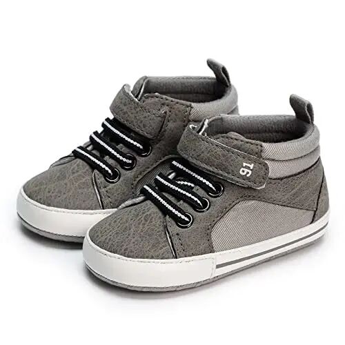 Meckior Toddler Baby Boys Girls High Tops To'piq Sneakers Yumshoq Sirpanishga qarshi Taglik PU Teri Mokasinlar Chaqaloq Yangi tug'ilgan Prewalker Birinchi Yurish Beshik Poyafzallari - 4