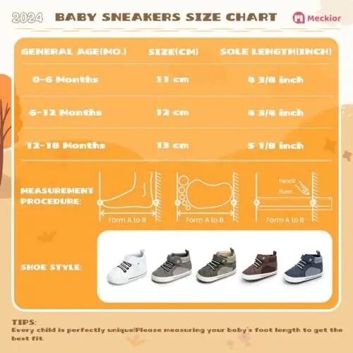 Meckior Toddler Baby Boys Girls High Tops To'piq Sneakers Yumshoq Sirpanishga qarshi Taglik PU Teri Mokasinlar Chaqaloq Yangi tug'ilgan Prewalker Birinchi Yurish Beshik Poyafzallari - 6
