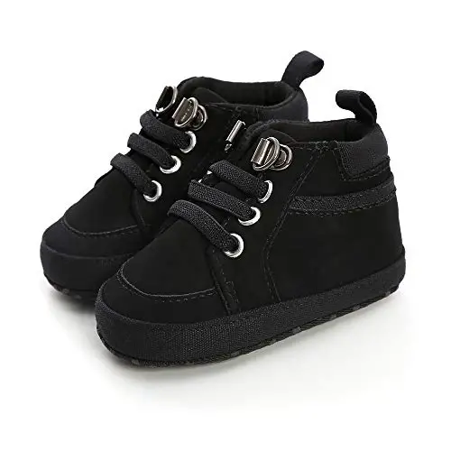 Meckior Toddler Baby Boys Girls High Tops To'piqlari baland etiklar Yumshoq sirpanishga qarshi taglik PU charm mokasinlar Chaqaloq yangi tug'ilgan Prewalker Birinchi yurish krovat poyabzallari 
