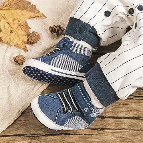 Meckior Toddler Baby Boys Girls High Tops To'piqlari Ochiq Krossovkalar Yumshoq Sirpanishga Qarshi Taglik PU Teri Mokasinlari Go'dak Yangi Tug'ilgan Chaqaloq Prewalker Birinchi Yurish Beshik Poyafzallari - 3