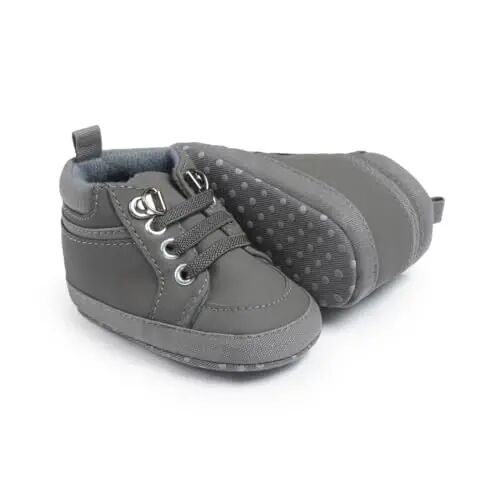 Meckior Toddler Baby Boys Girls High Tops to'piqlari yumshoq sirpanishga qarshi taglik PU teri mokasinlar chaqaloq yangi tug'ilgan prewalker birinchi yurish karavatchasi poyabzallari - MECKIOR