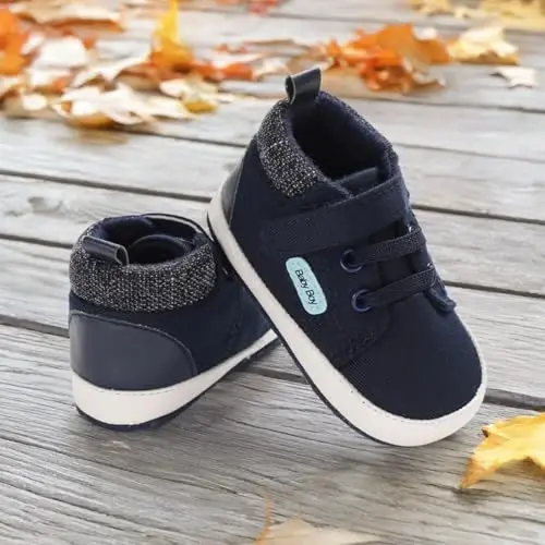 Meckior Toddler Baby Boys Girls High Tops To'piqlik Krossovkalar Yumshoq Sirpanishga qarshi Taglik PU Charm Mokasinlar Go'dak Yangi tug'ilgan Chaqaloq Birinchi Qadam Qo'yuvchi Beshik Poyabzallari - 3