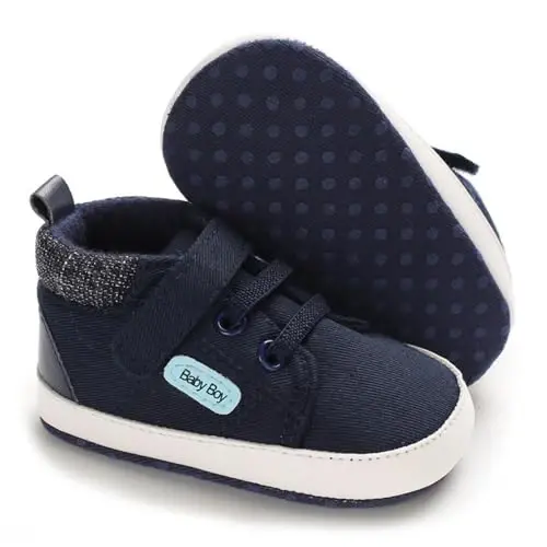 Meckior Toddler Baby Boys Girls High Tops To'piqlik Krossovkalar Yumshoq Sirpanishga qarshi Taglik PU Charm Mokasinlar Go'dak Yangi tug'ilgan Chaqaloq Birinchi Qadam Qo'yuvchi Beshik Poyabzallari 