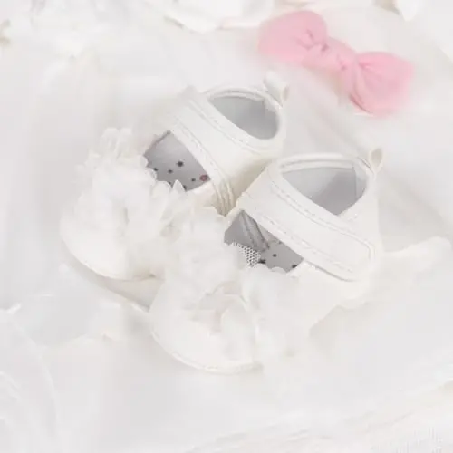 Meckior Newborn Baby Girls Dress Shoes Infant Bowknot Soft Sole Mary Jane Moccasins Baptism Christening Crib Shoes Wedding Princess Flats - 6