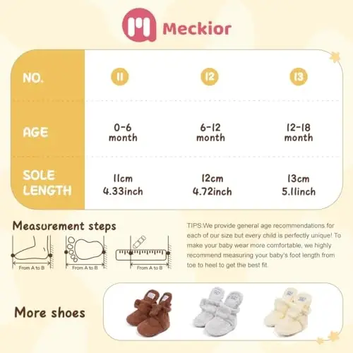Meckior Newborn Infant Baby Girls Boys Warm Fleece Winter Booties First Walkers Slippers Shoes - 2
