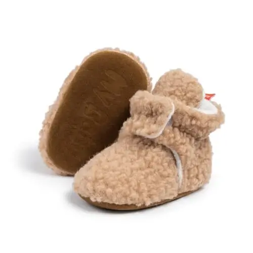 Meckior Newborn Infant Baby Girls Boys Warm Fleece Winter Booties First Walkers Slippers Shoes - 3
