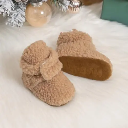 Meckior Newborn Infant Baby Girls Boys Warm Fleece Winter Booties First Walkers Slippers Shoes - 6