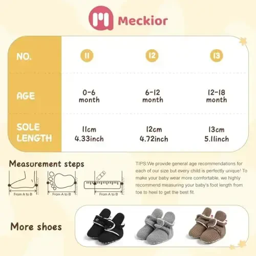 Meckior Newborn Infant Baby Girls Boys Warm Fleece Winter Booties First Walkers Slippers Shoes - MECKIOR (1)
