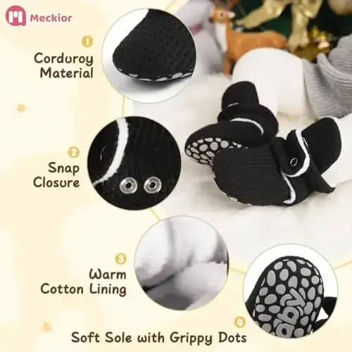 Meckior Newborn Infant Baby Girls Boys Warm Fleece Winter Booties First Walkers Slippers Shoes - 1