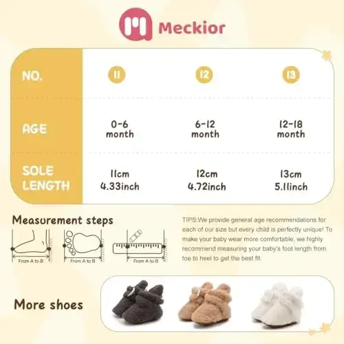 Meckior Newborn Infant Baby Girls Boys Warm Fleece Winter Booties First Walkers Slippers Shoes - MECKIOR (1)
