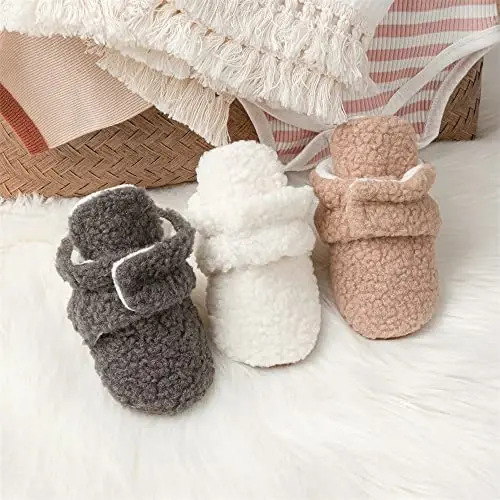 Meckior Newborn Infant Baby Girls Boys Warm Fleece Winter Booties First Walkers Slippers Shoes - 4