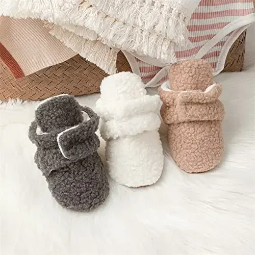 Meckior Newborn Infant Baby Girls Boys Warm Fleece Winter Booties First Walkers Slippers Shoes - 4
