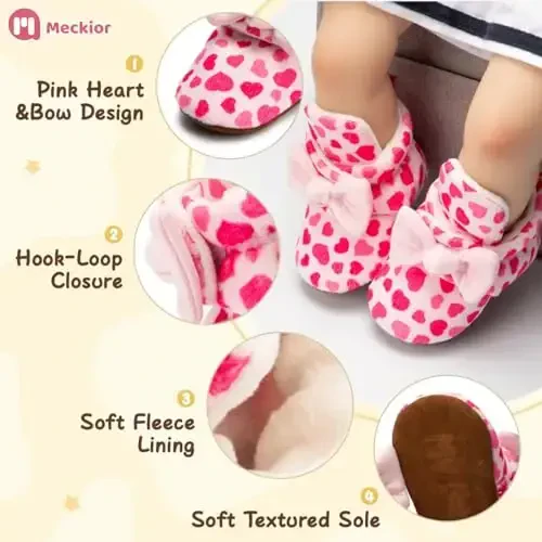 Meckior Newborn Infant Baby Girls Boys Warm Fleece Winter Booties First Walkers Slippers Shoes - MECKIOR