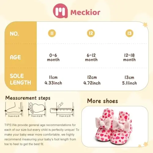 Meckior Newborn Infant Baby Girls Boys Warm Fleece Winter Booties First Walkers Slippers Shoes - 2