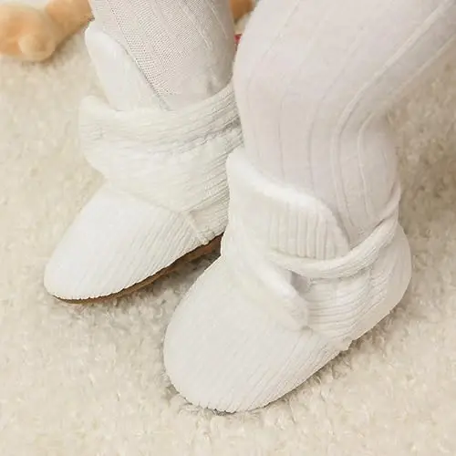 Meckior Newborn Infant Baby Girls Boys Warm Fleece Winter Booties First Walkers Slippers Shoes - 5