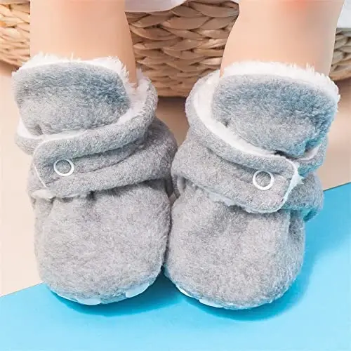 Meckior Newborn Infant Baby Girls Boys Warm Fleece Winter Booties First Walkers Slippers Shoes - 3