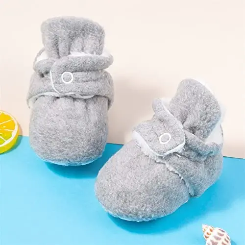 Meckior Newborn Infant Baby Girls Boys Warm Fleece Winter Booties First Walkers Slippers Shoes - 5