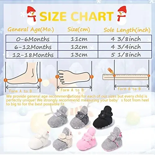 Meckior Newborn Infant Baby Girls Boys Warm Fleece Winter Booties First Walkers Slippers Shoes - 6