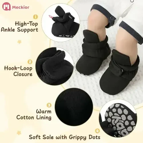 Meckior Newborn Infant Baby Girls Boys Warm Fleece Winter Booties First Walkers Slippers Shoes - MECKIOR