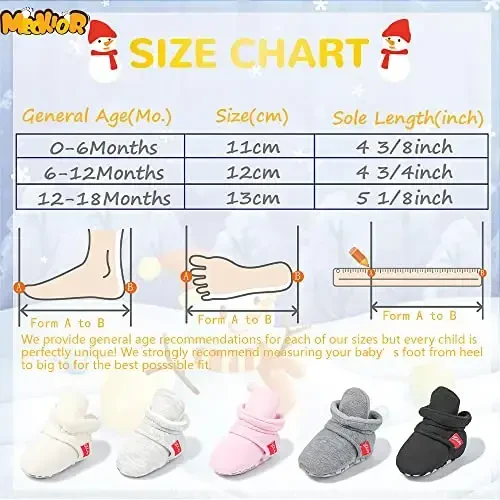 Meckior Newborn Infant Baby Girls Boys Warm Fleece Winter Booties First Walkers Slippers Shoes - 6