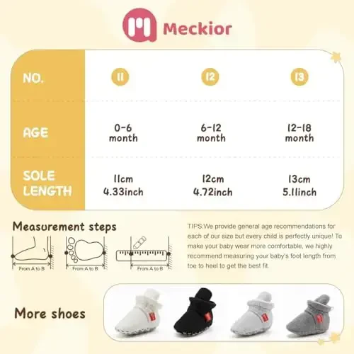 Meckior Newborn Infant Baby Girls Boys Warm Fleece Winter Booties First Walkers Slippers Shoes - 2